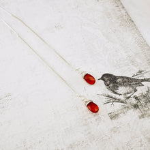Load image into Gallery viewer, TN Carnelian Threader Box Chain Earrings (SS)