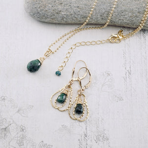TN Petite Emerald Double Hoop Earrings (Gold-filled)