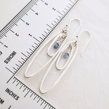 Load image into Gallery viewer, TN Elongated Double Hoop Blue Sapphire Earrings (SS)