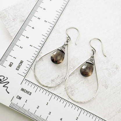 Smoky Quartz Big Hoop Earrings
