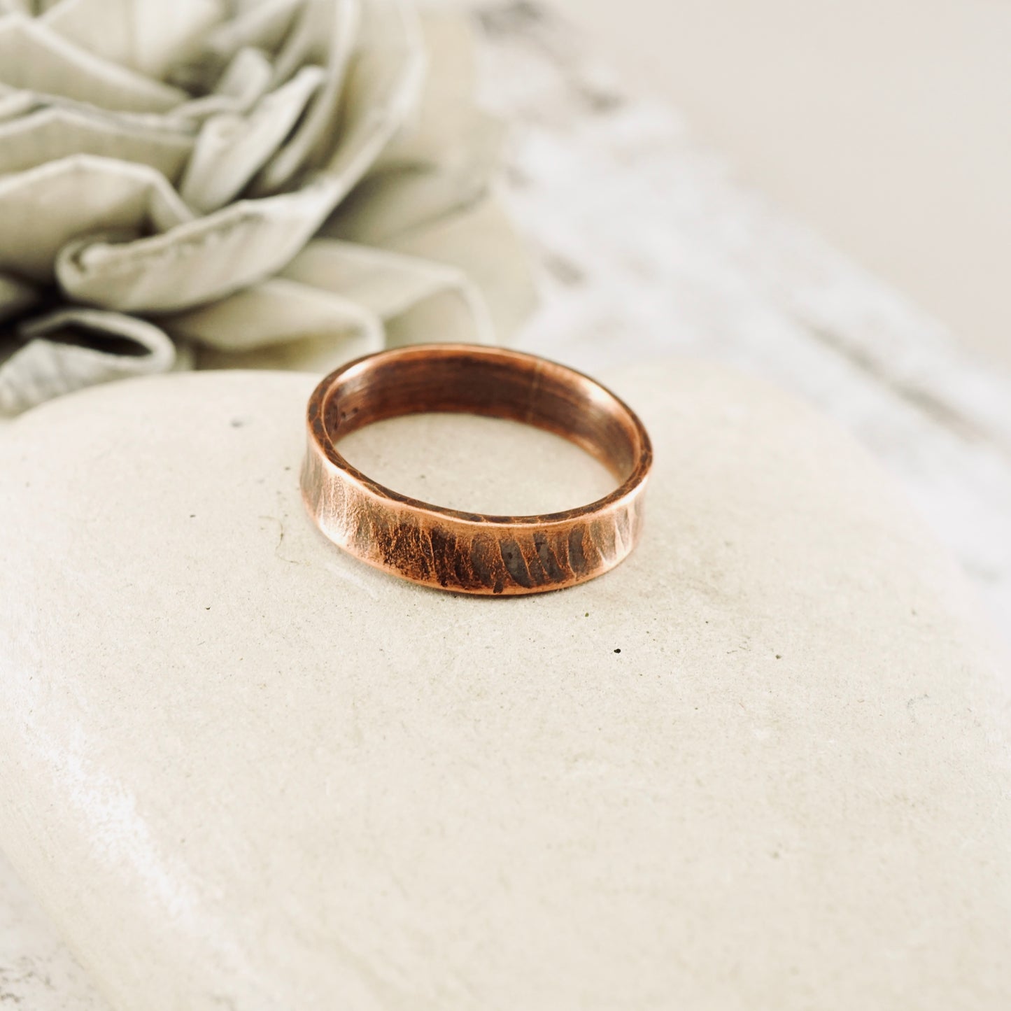Silver Grass Thin Copper Band - Size 8