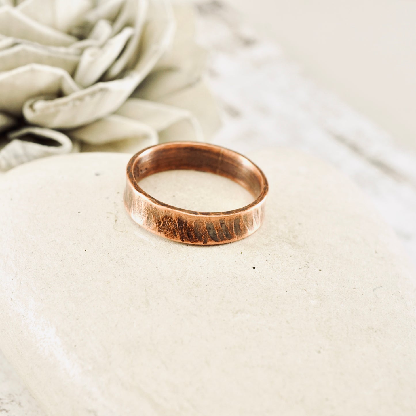 Silver Grass Thin Copper Band - Size 8