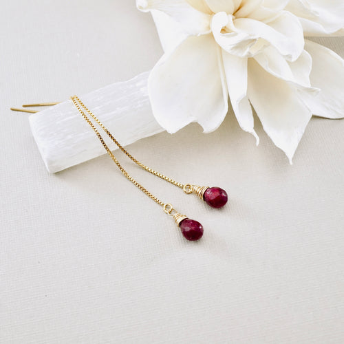TN Ruby Threader Box Chain Earrings (GF)