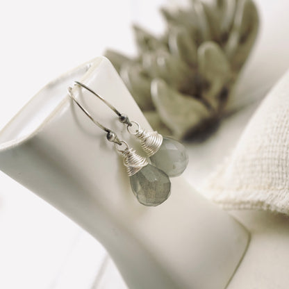Gray Moonstone Drop Earrings