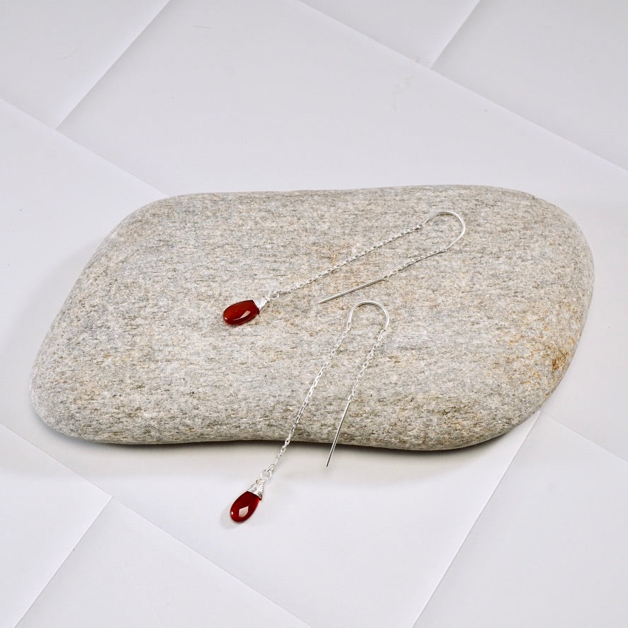 Carnelian U-Threader Drop Earrings