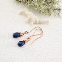 Load image into Gallery viewer, TN Natural Lapis Long Drop Earrings (Copper)