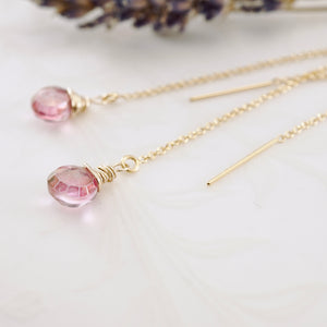 TN Pink Mystic Quartz U-Threader Chain Earrings (GF)