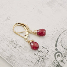Load image into Gallery viewer, TN Natural Ruby Petite Drop Earrings (GF)