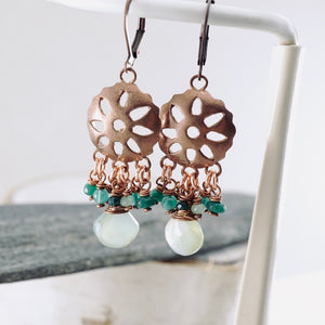 TN Green Mexican Sun Chandelier Earrings (Copper)