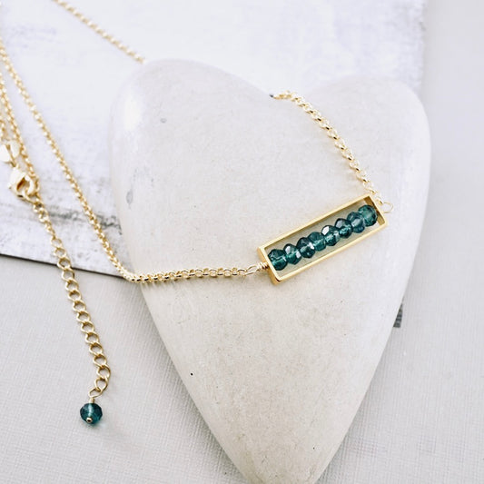Blue Quartz Long Bar Necklace