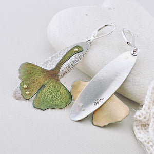 RH - Gingko Oval Drop Earrings (Olive & Umber)