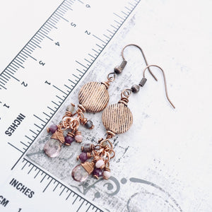 TN Pink Topaz & Ruby Dangle Earrings (Copper)