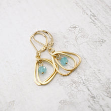 Load image into Gallery viewer, TN Rounded Triangle &amp; Blue Jade Hoop Earrings
