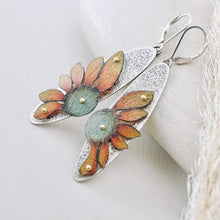 Load image into Gallery viewer, RH - Wildflower Oval Drop Earrings (Orange &amp; Sage) - CUSTOM ORDER