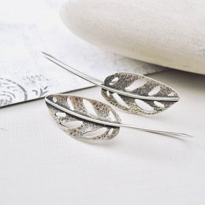 BG - Long Monstera Earrings (Sterling Silver)