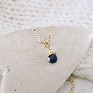 TN Petite Blue Sapphire Pendant (Gold-filled)