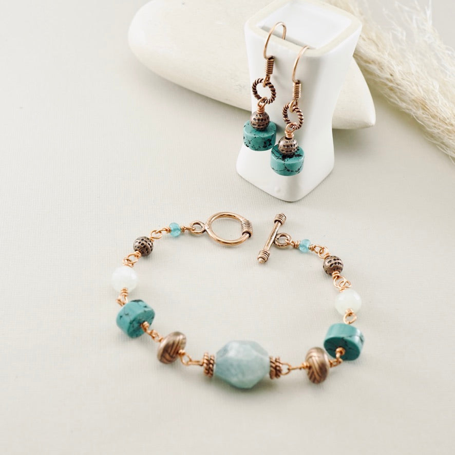Turquoise & Copper Drop Earrings