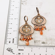 Load image into Gallery viewer, TN Sand Dollar Sunstone Chandelier Earrings (Copper)