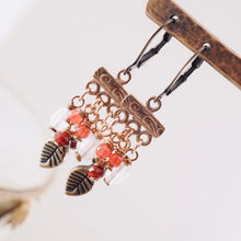 Load image into Gallery viewer, TN Petite Rose Quartz &amp; Jade Chandelier Earrings (Copper)