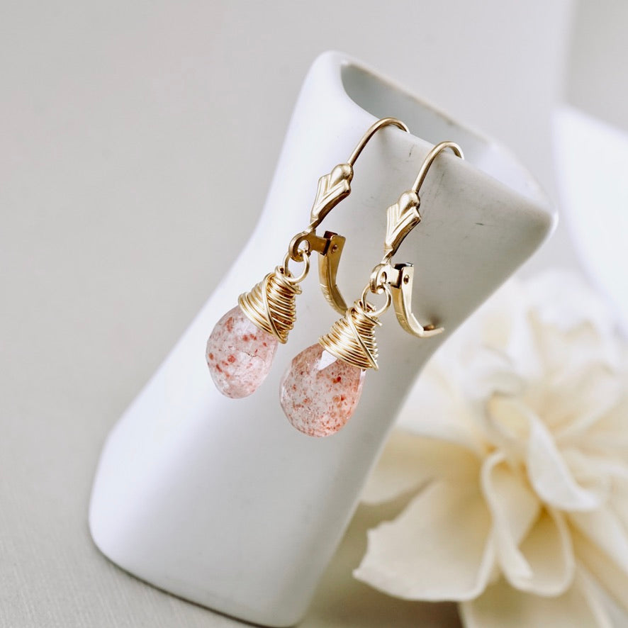 Strawberry Quartz Drop Earrings
