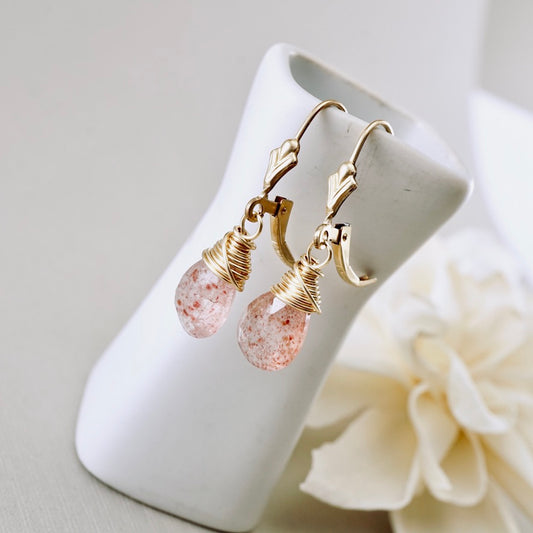 Strawberry Quartz Drop Earrings