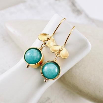Ladybug Amazonite Drop Earrings