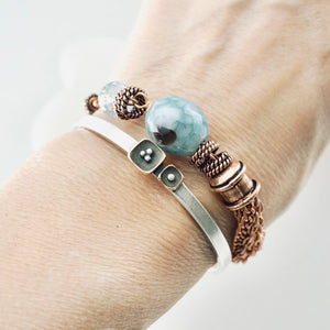 TN Boho Blue Quartz Tassel Bracelet (Copper)