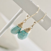 Load image into Gallery viewer, TN Natural Turquoise Faceted Drop Earrings (GF)