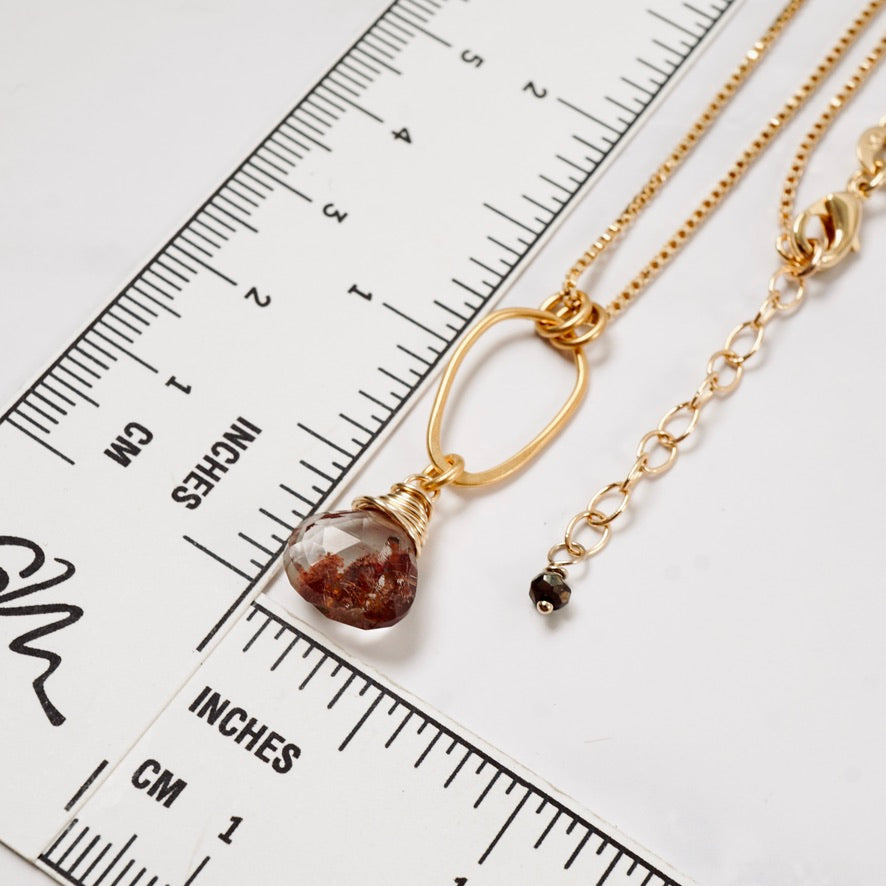 Copper Rutilated Quartz Drop Pendant