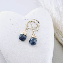 Load image into Gallery viewer, TN Petite Blue Sapphire Drop Earrings (Gold-filled)