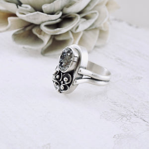 AM – Bouquet Quartz Druzy Ring (SS) (Size: 8)
