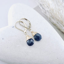 Load image into Gallery viewer, TN Petite Blue Sapphire Drop Earrings (Gold-filled)