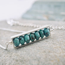 Load image into Gallery viewer, TN Natural Turquoise Long Bar Necklace (SS)