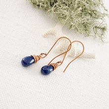 Load image into Gallery viewer, TN Natural Lapis Long Drop Earrings (Copper)