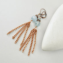 Load image into Gallery viewer, TN Boho Shoulder Duster Blue Quartz Earrings (Copper)