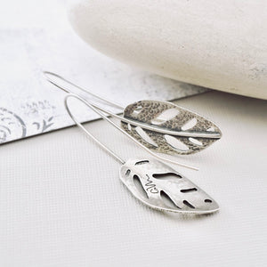 BG - Long Monstera Earrings (Sterling Silver)