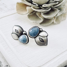 Load image into Gallery viewer, AM - Blue Opal Leaf Stud Earrings (SS)