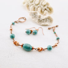 Load image into Gallery viewer, TN Green Turquoise Cornflake Bracelet (Copper)