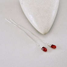 Load image into Gallery viewer, TN Carnelian Threader Box Chain Earrings (SS)