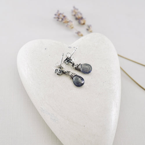 TN Petite Iolite Drop Earrings (CZ Posts SS)