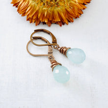 Load image into Gallery viewer, TN Petite Chalcedony Drop Earrings (Copper)