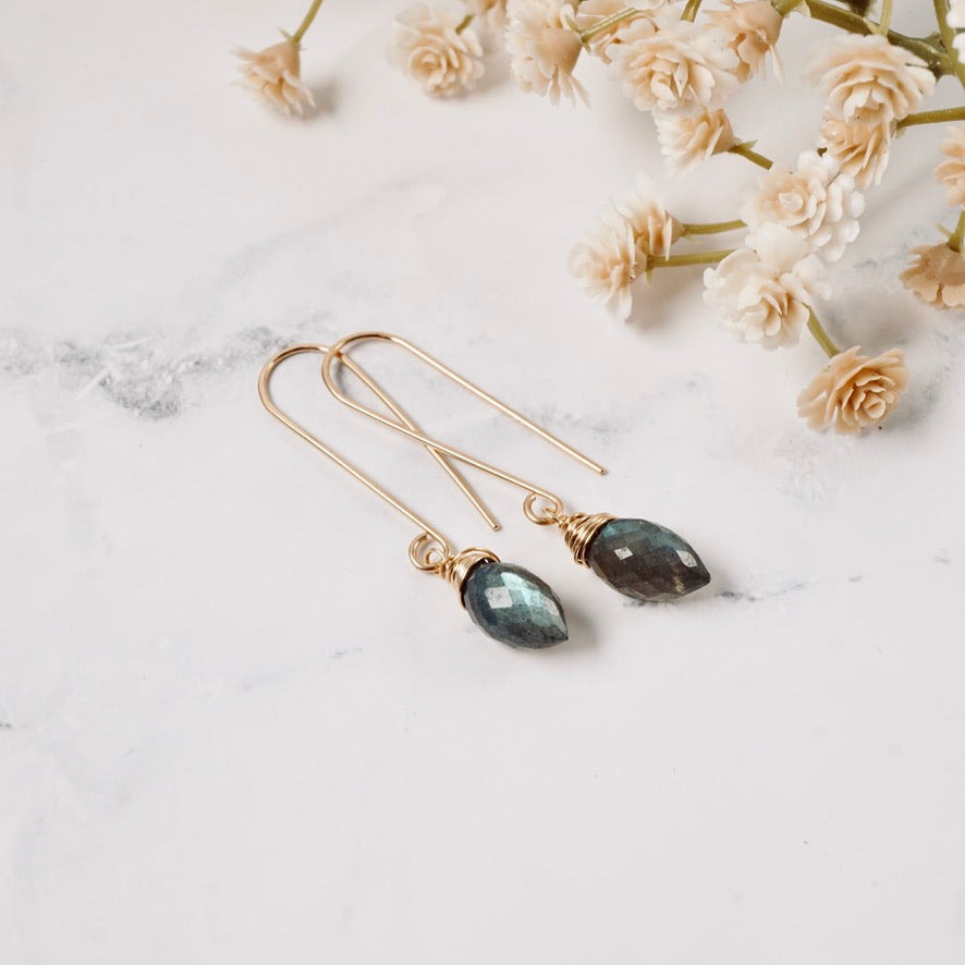 Long Labradorite Drop Earrings