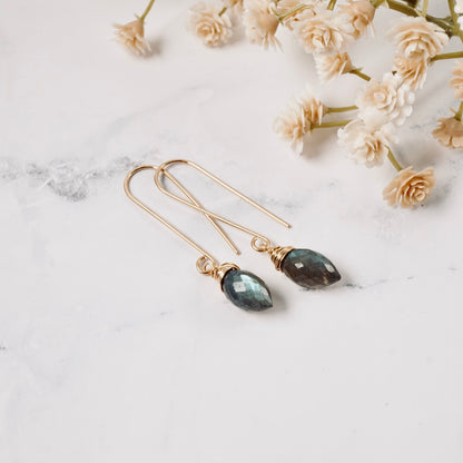 Long Labradorite Drop Earrings
