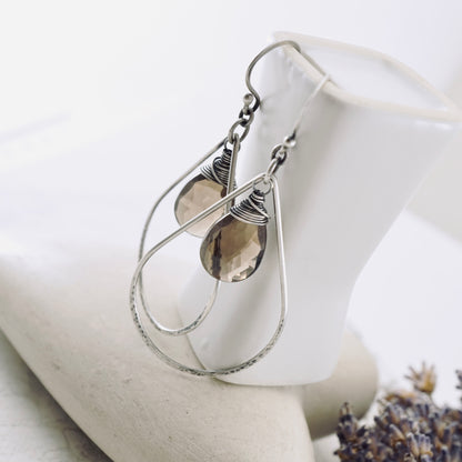 Smoky Quartz Big Hoop Earrings