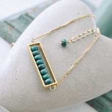 Load image into Gallery viewer, TN Natural Turquoise Long Bar Necklace (Gold-filled)