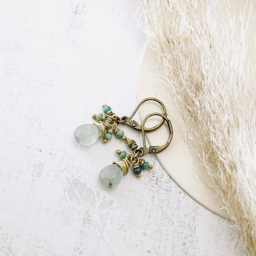 TN Aqua & Turquoise Earrings (Brass)