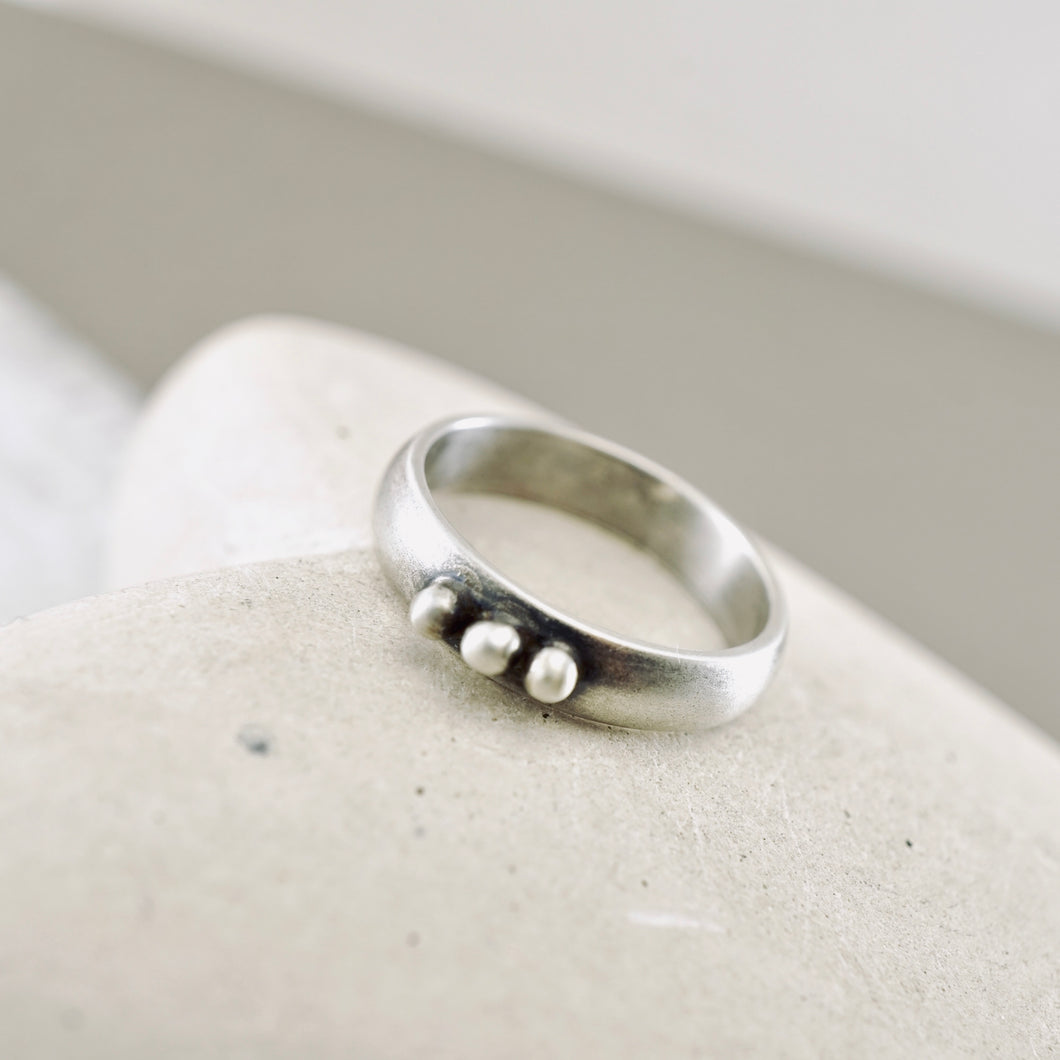 Stackable - Half Round 3 Bead Ring (Sterling - 6.5)