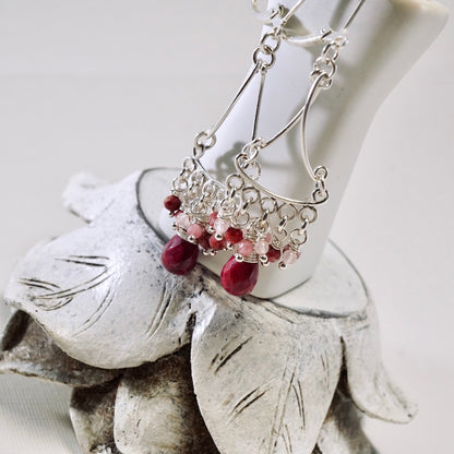 Ruby Blush Bouquet Chandelier Earrings