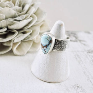 AM – Golden Hill Turquoise Silver Dust Ring (SS) (Size: 7)