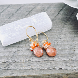 TN Sunstone & Carnelian Nested Earrings (Gold-vermeil)